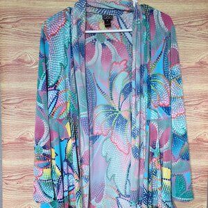 Sun Woo Vibrant Abstract Cardigan – Size M – Made in USA